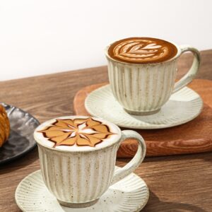 1pc Porcelain Mug & 1pc Coaster, Creative Splash Ink Pattern Coffee Mug For Table